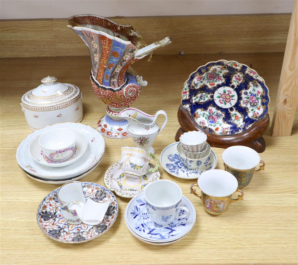 A group of mixed 18th and 19th century English and Continental porcelain, mostly damaged, for restoration